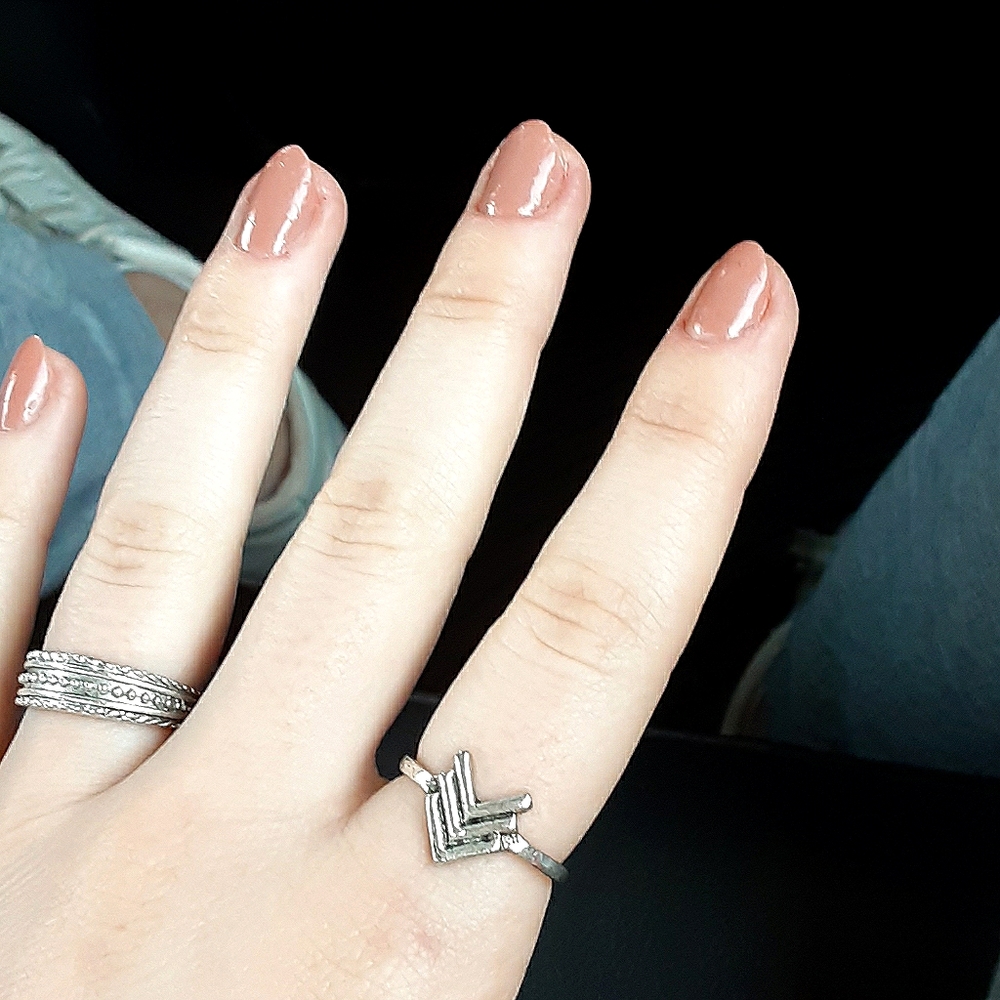 Boho arrow silver painted ring